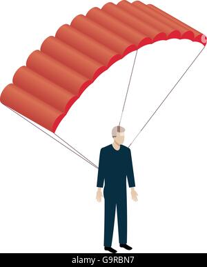 Isometric Parachutist icon Stock Vector
