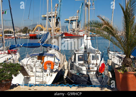Harbour, yachts, Palermo, Sicily, Italy Stock Photo