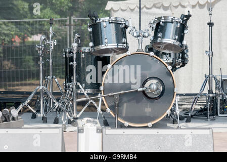 the drum set on the concert stage Stock Photo