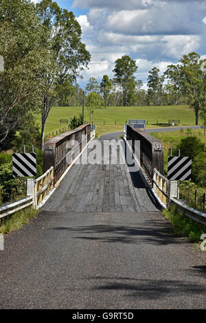 Bawden Bridge (named after Thomas Bawden the Parliamentary Member) over the Orara River on the Old Grafton Road. iron and timber Stock Photo