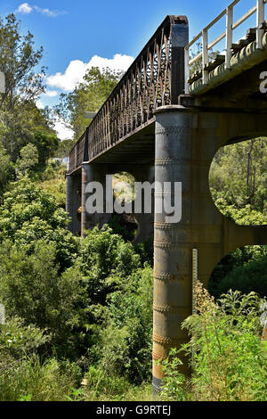 Bawden Bridge (named after Thomas Bawden the Parliamentary Member) over the Orara River on the Old Grafton Road. iron and timber Stock Photo