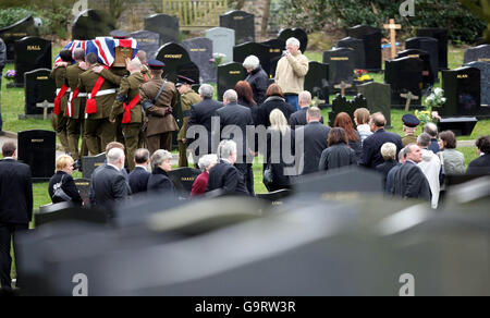 The coffin of private Jonathan Dany Wysoczan leaves St Lawrence's Church, Stoke-on-Trent. Stock Photo