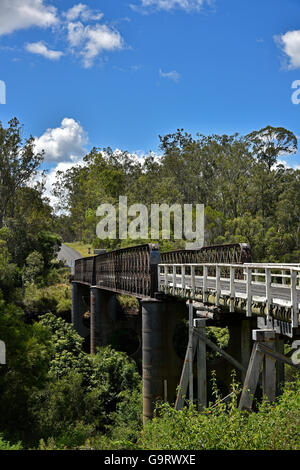 Bawden Bridge (named after Thomas Bawden the Parliamentary Member) over the Orara River on the Old Grafton Road. iron and timber Stock Photo