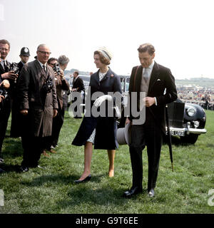 Princess Alexandra and her husband Mr Angus Ogilvy on the course at Epsom on Derby Day Stock Photo