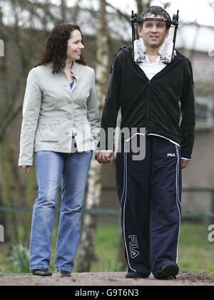 Train crash driver returns home Stock Photo