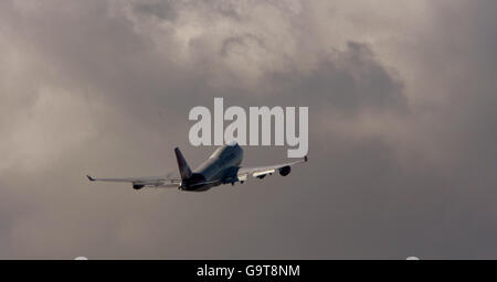 Generic transport pics. A Virgian Atlantic Boeing 747 takes off from London's Heathrow Airport. Stock Photo