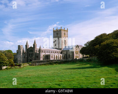 A general view of the exterior of St David's Cathedral, Pembrokeshire, looking NE from near St David's Bishop's Palace. Stock Photo