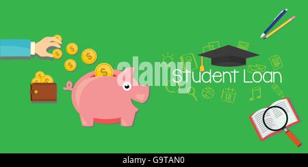 student loans debt for education Stock Vector