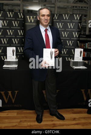 Former chess world champion Garry Kasparov during a signing for his new book 'How Life Imitates Chess' at Waterstones in Piccadilly, central London. Stock Photo