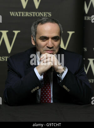 Former chess world champion Garry Kasparov during a signing for his new book 'How Life Imitates Chess' at Waterstones in Piccadilly, central London. Stock Photo