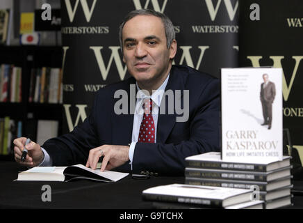 Former chess world champion Garry Kasparov during a signing for his new book 'How Life Imitates Chess' at Waterstones in Piccadilly, central London. Stock Photo