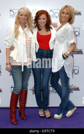 (From left to right) Liz McClarnon, Natasha Hamilton and Jenny Frost arrive for Disney sensation Hannah Montana's (played by Miley Cyrus) debut UK gig at Koko in Camden, north London. Stock Photo