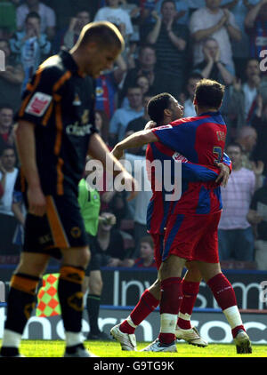 Soccer - Coca-Cola Football Championship - Crystal Palace v Wolverhampton Wanderers - Selhurst Park. Crystal Palace's Jobi McAnuff celebrates his goal during the Coca-Cola Football Championship match at Selhurst Park, London. Stock Photo