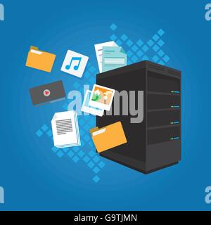 file server data document image video email folder vector illustration flat design Stock Vector
