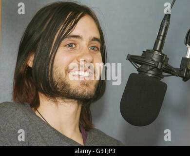 Jared Leto interview at Capital Radio in central London, promoting his band 30 Seconds to Mars with drive time DJ Lucio. Stock Photo