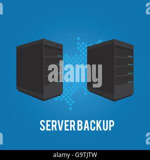 two server backup redundancy mirror for recovery and performance vector illustration Stock Vector