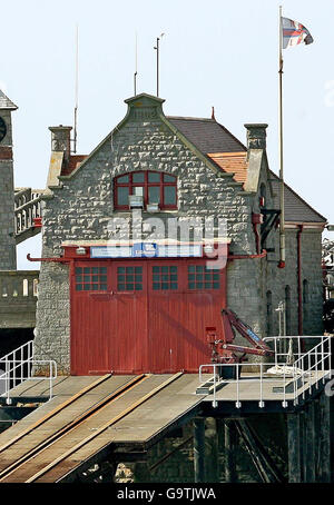 A general view of the Lifeboat station on Birnbeck pier in Weston-Super-Mare, Somerset, which deals with call-outs in the Severn Sector and Bristol Channel. Stock Photo