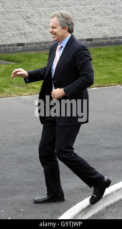 Prime Minister Tony Blair during a visit to the Platt Bridge Community School in Wigan. Stock Photo