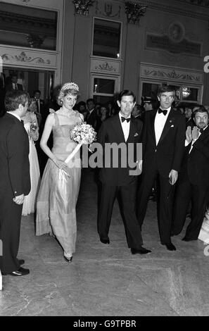 The Prince and Princess of Wales at La Scala opera house in Milan to see the opera Turandot Stock Photo