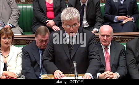 Defence Secretary Des Browne speaks in the House of Commons in London. Stock Photo