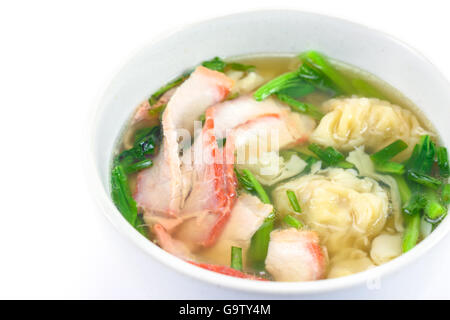 wonton soup isolated on white background Stock Photo