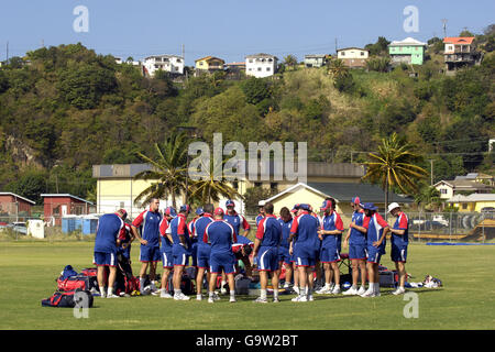 Cricket - ICC Cricket World Cup 2007 - Arnos Vale Ground - St Vincent. England players during a nets session Stock Photo