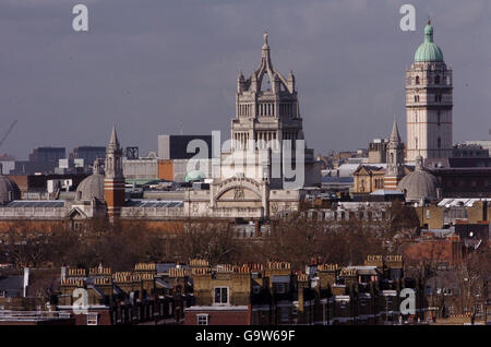 Victoria and Albert Museum. The view from Sloane Square, looking north-west across Kensington and Chelsea. Stock Photo