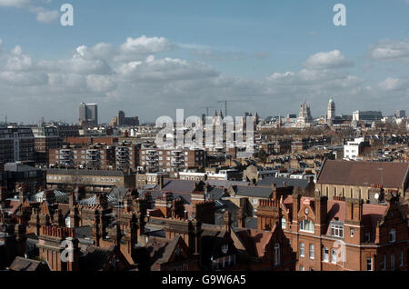 The view from Sloane Square, looking north-west across Kensington and Chelsea. Stock Photo