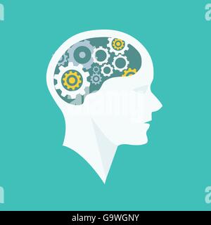 Thinking Process head brainstorming illustration vector concept Stock Vector