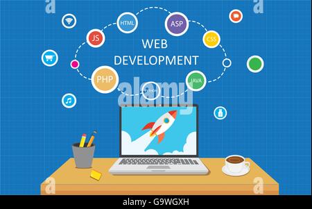 Web development programming infographic vector illustration concept Stock Vector