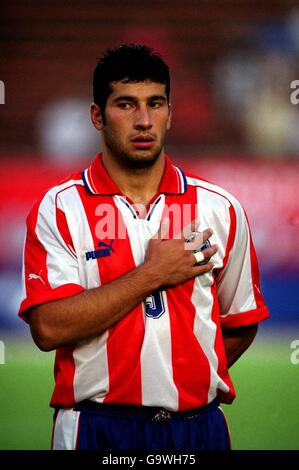 Soccer - Kirin Cup 2001 - Paraguay v Yugoslavia. Miguel Caceres, Paraguay Stock Photo