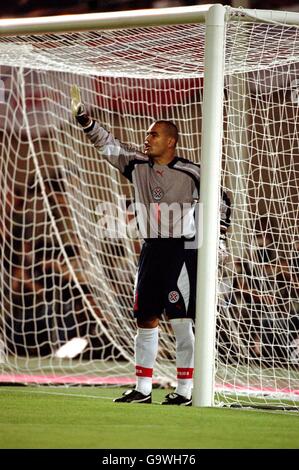Soccer - Kirin Cup 2001 - Paraguay v Yugoslavia. Jose Luis Chilavert, Paraguay goalkeeper Stock Photo