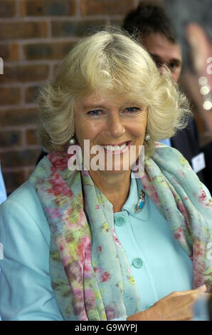 The Duchess of Cornwall during a visit to the Duchy Desserts factory in ...