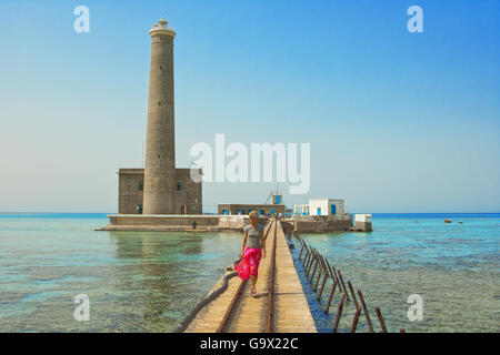 Jetty of Sanganeb lighthouse reef, Sudan, Africa, Red Sea Stock Photo