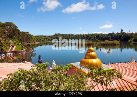 Holy Hindu Lake Ganga Talao, Grand Bassin, Mauritius, Africa, Indian Ocean / Ganga Talao Stock Photo
