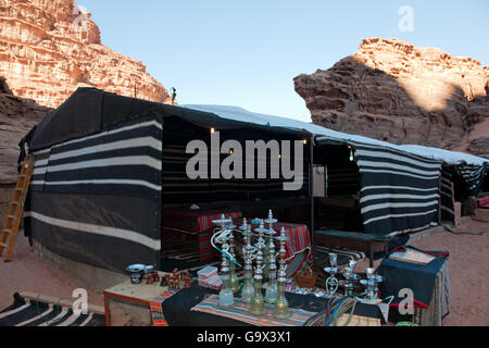 tent at tourist desert camp, Wadi Rum, Jordan Stock Photo