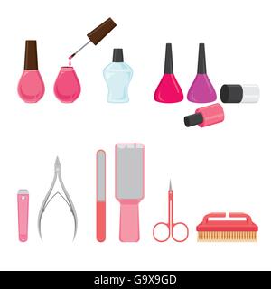 Manicure And Pedicure Equipments Set, nail salon, beauty, Ladies fashion, lifestyle Stock Vector