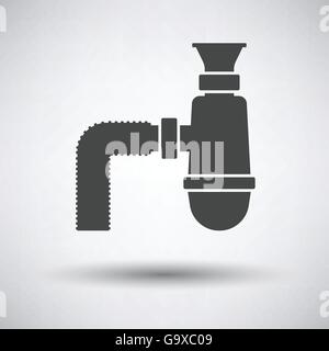 Bathroom siphon icon on gray background, round shadow. Vector illustration. Stock Vector