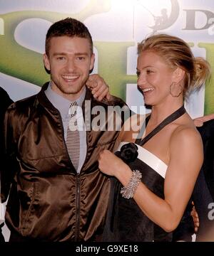 Cameron Diaz and Justin Timberlake arrive for the UK Premiere of Shrek The Third at the Odeon Cinema in Leicester Square, central London. Stock Photo