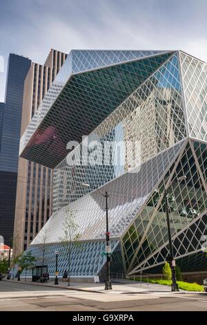 Exterior of Seattle Public Library in downtown Seattle Washington Stock ...