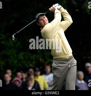 Justin Rose, of England, tees off on the first hole during the final ...