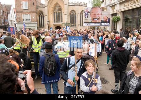 York, UK. 02nd July, 2016. Brexit Protest demonstration in York demonstrators demonstrating eu pro remain leave vote referendum public the right to peaceful protesting Credit:  picturesbyrob/Alamy Live News Stock Photo