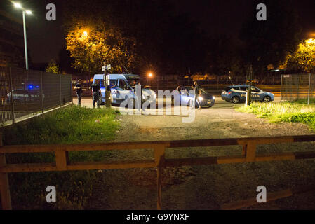 Turin, Italy. 4th July, 2016. Raid against prostitution took place tonight in Via Puglia in Turin near the Iveco gates by the Police Commissioner Barriera di Milano Department Crime Prevention on July 04,2016 in Turin, Italy Credit:  Black Mail Press/Alamy Live News Stock Photo