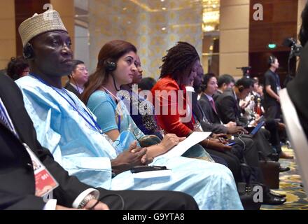 Qingdao, China's Shandong Province. 5th July, 2016. Representatives from home and abroad attend the opening ceremony of the Civil Society 20 China 2016 held in Qingdao, east China's Shandong Province, July 5, 2016. Credit:  Xu Suhui/Xinhua/Alamy Live News Stock Photo