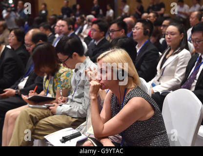 Qingdao, China's Shandong Province. 5th July, 2016. Representatives from home and abroad attend the opening ceremony of the Civil Society 20 China 2016 held in Qingdao, east China's Shandong Province, July 5, 2016. Credit:  Xu Suhui/Xinhua/Alamy Live News Stock Photo