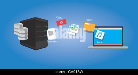 file transfer copy document and media symbol illustration sync Stock Vector