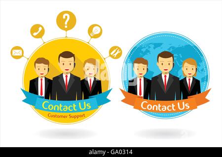 contact us flat design concept illustration vector Stock Vector