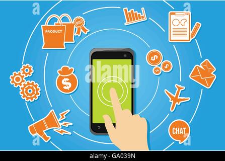 apps mobile application development ecosystem concept illustration Stock Vector