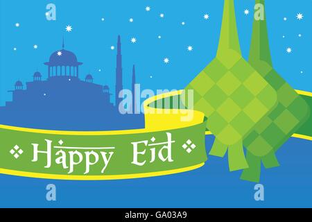 happy eid mubarak islamic greetings vector illustration Stock Vector