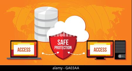 data protection database security internet shield illustration Stock Vector